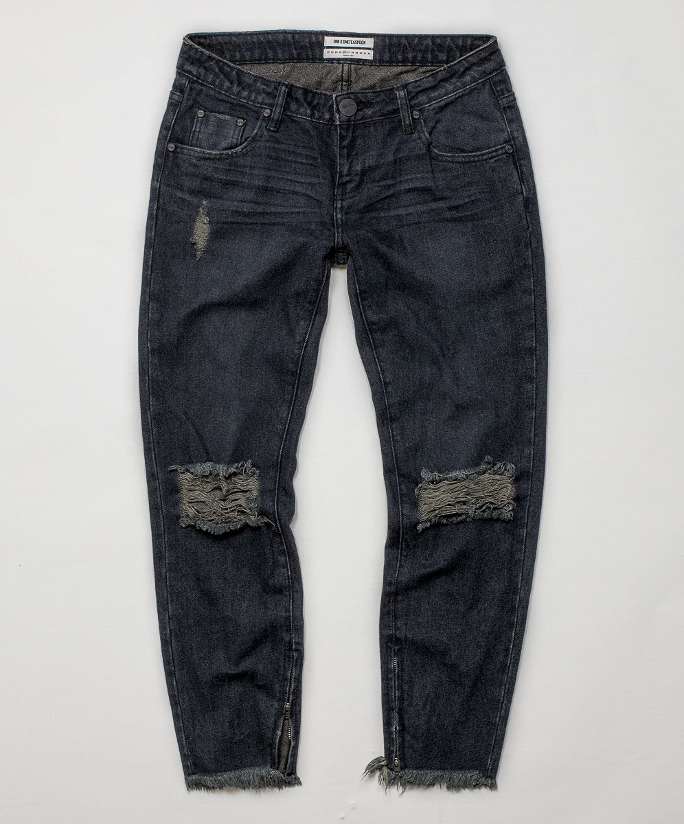 Outlet Sale Women's Jeans Freebirds Low Waist Rigid Skinny Denim Jeans - Fox Black