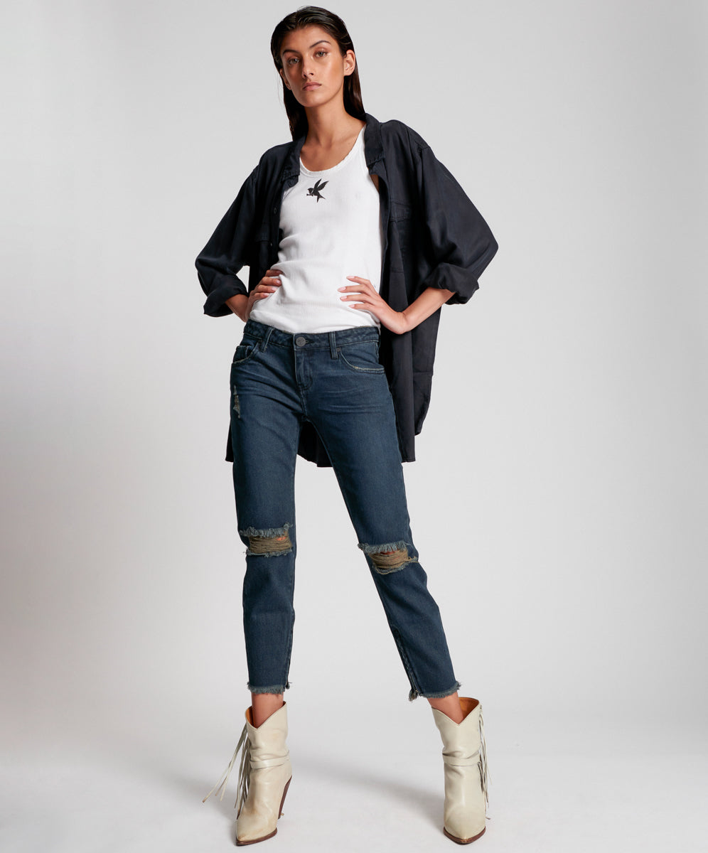 Outlet Sale Women's Jeans Freebirds Low Waist Rigid Skinny Denim Jeans - Fox Black