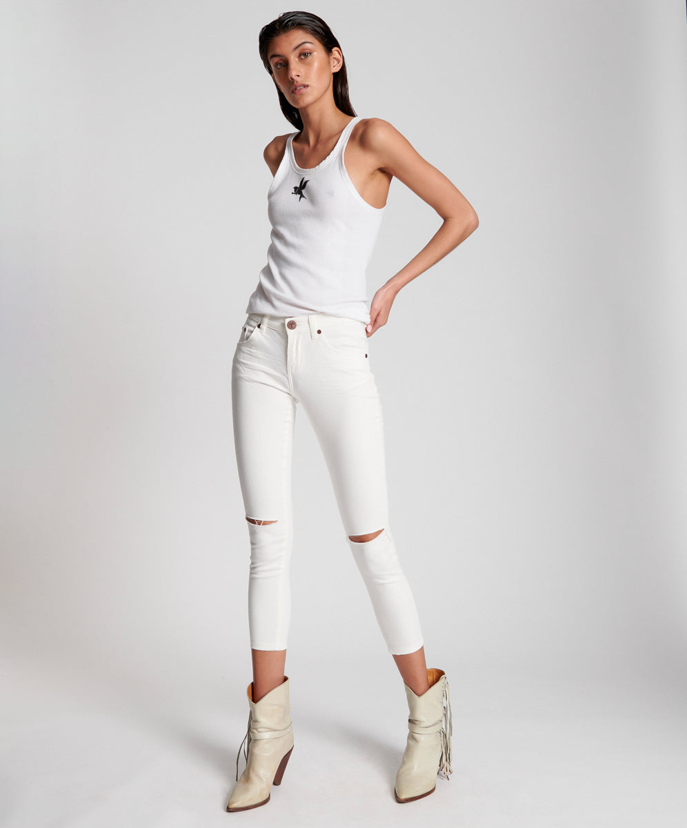 Outlet Sale Women's Jeans Freebirds II Low Waist Stretch Skinny Denim Jeans - True White