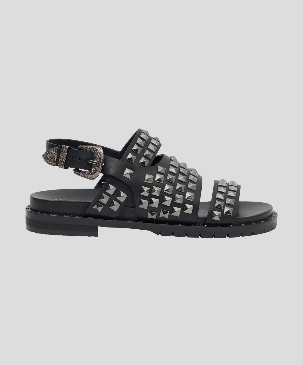 Accessories Studded Vivienne Slides - Black Metal
