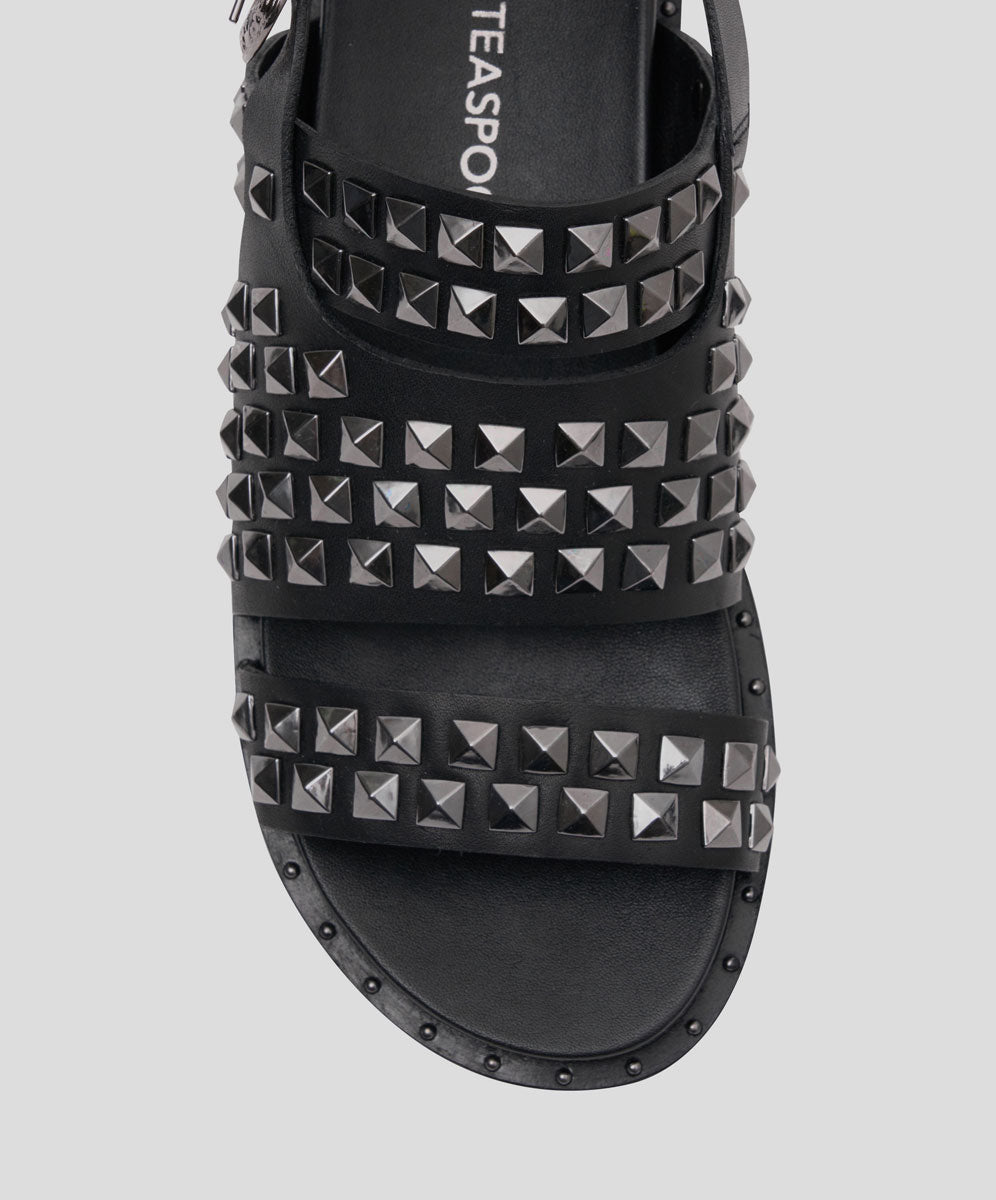Accessories Studded Vivienne Slides - Black Metal