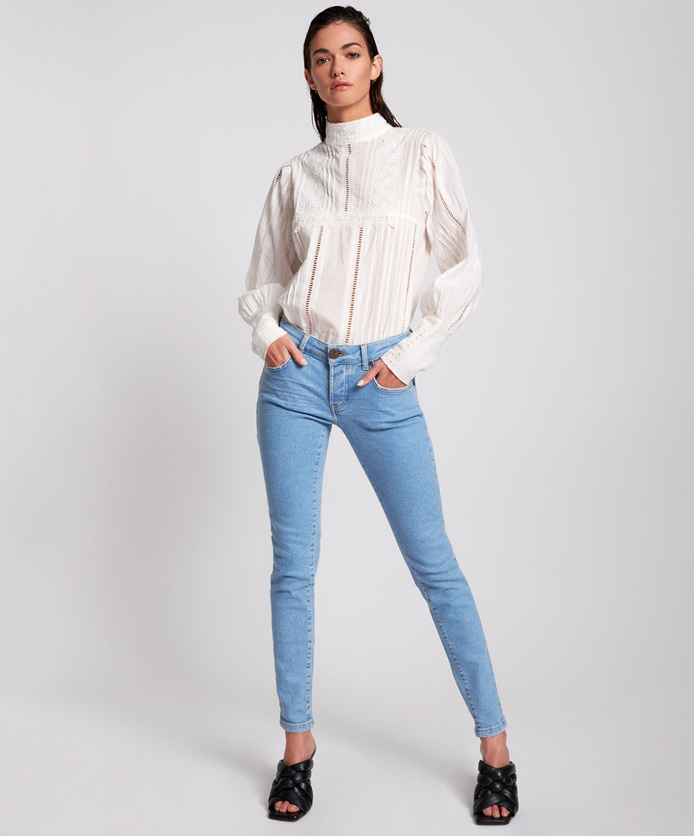 Outlet Sale Women's Jeans Freebirds II Low Waist Stretch Skinny Denim Jeans - Oahu Blue