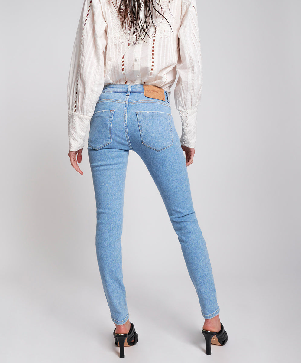 Outlet Sale Women's Jeans Freebirds II Low Waist Stretch Skinny Denim Jeans - Oahu Blue