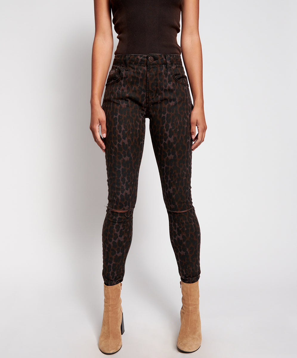 Outlet Sale Women's Jeans Freebirds Ii High Waist Stretch Skinny Denim Jeans - Bronze Leo