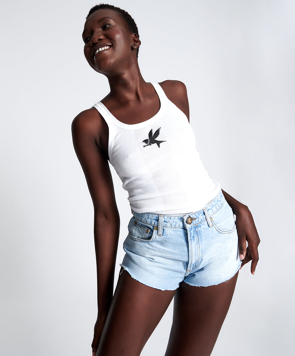 Outlet Sale Denim Shorts The One High Waist Cheeky Denim Shorts - Best Blue