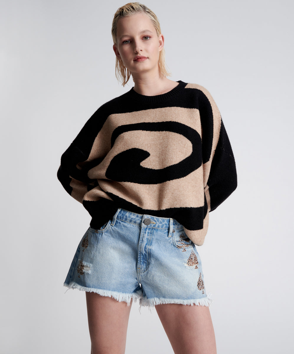 Outlet Sale Denim Shorts Truckers Mid Waist Relaxed Denim Shorts - Best Blue