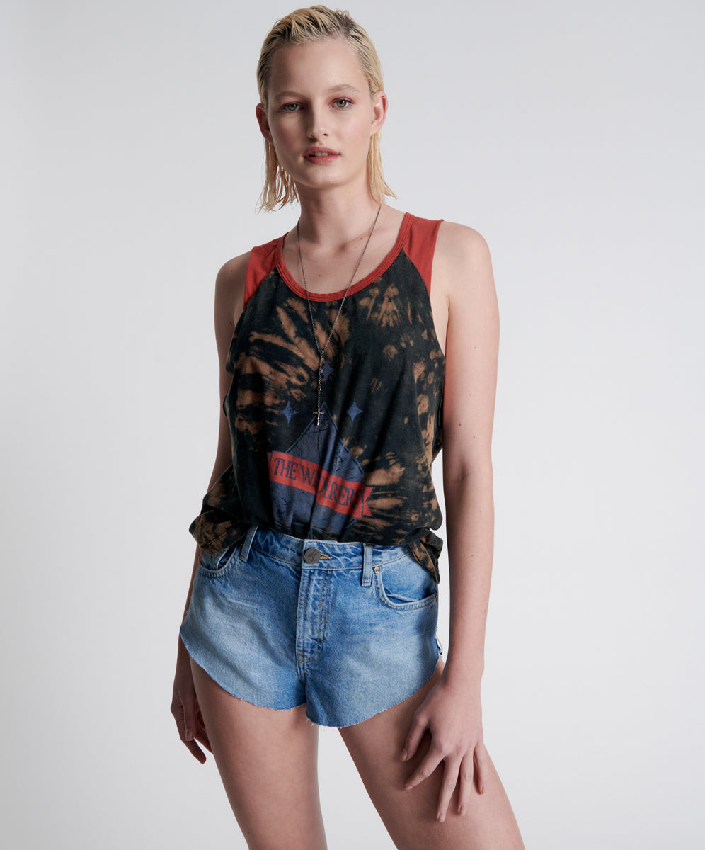 Outlet Sale Denim Shorts The One High Waist Cheeky Denim Shorts - Linear Blue