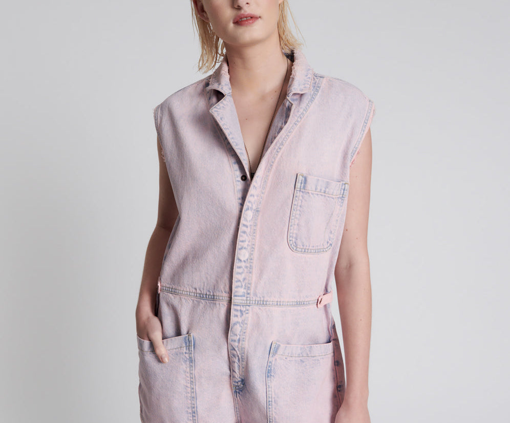 Palisades Denim Overalls - Pink Haze
