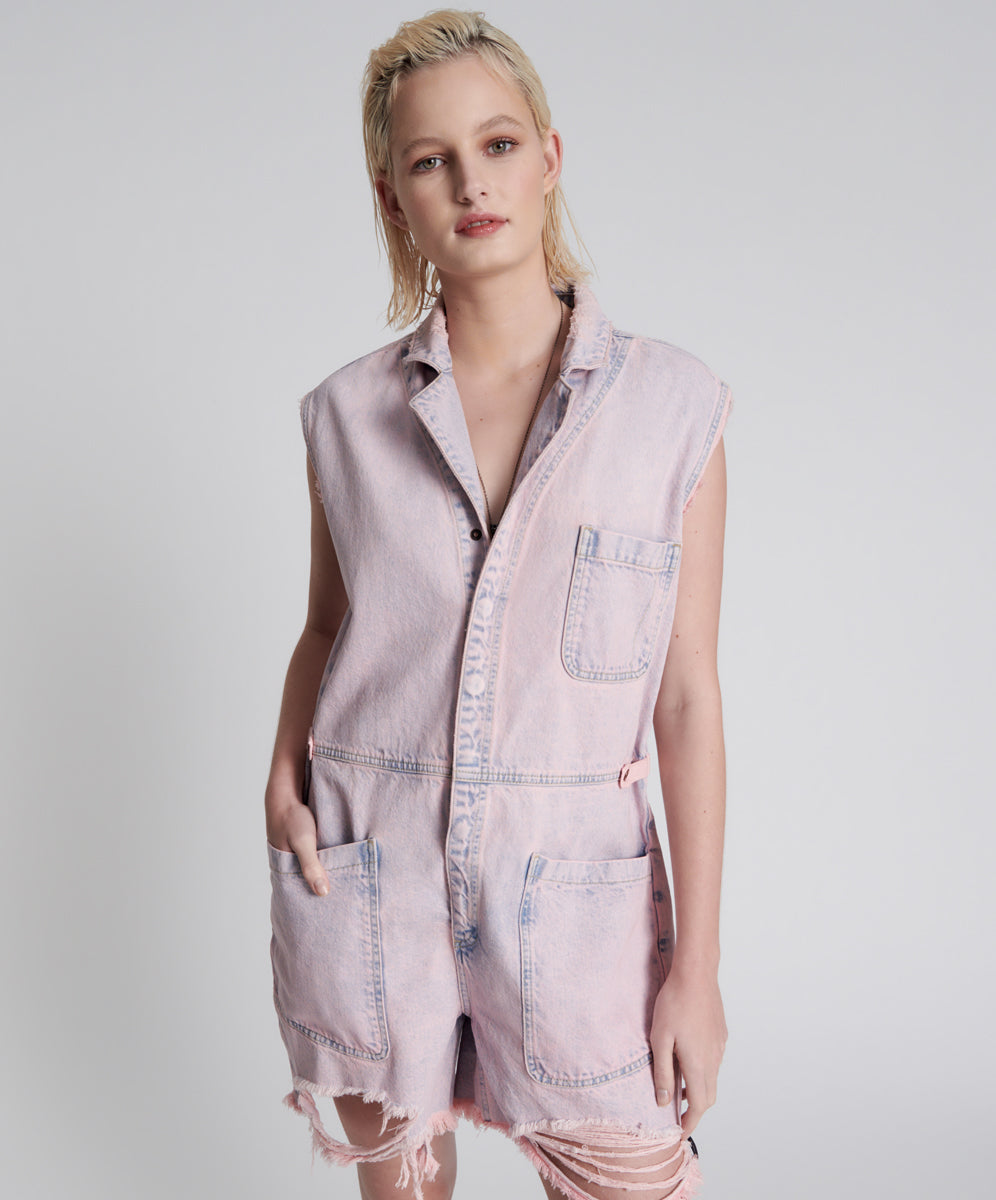 Outlet Sale Women's Jumpsuits Palisades Denim Overalls - Pink Haze