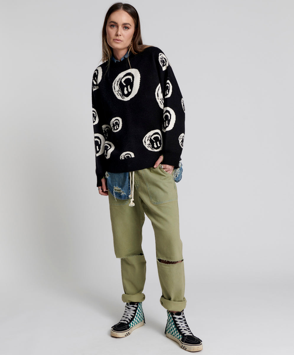 Last Stock Shabbies Low Waist Drawstring Boyfriend Denim Jeans - Khaki Haze