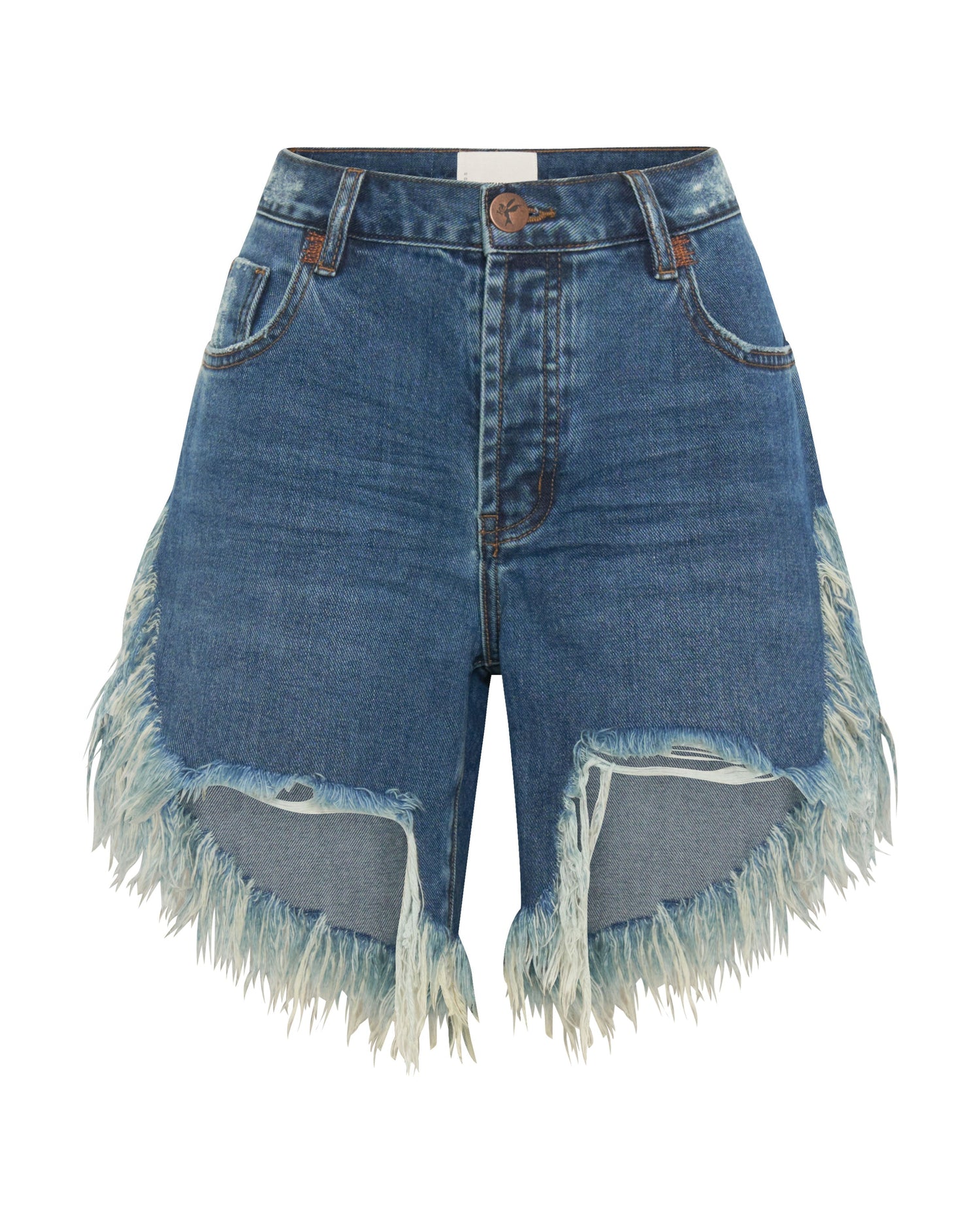 Outlet Sale Denim Shorts Frankies Low Waist Long Length Denim Shorts - Rodeo Blue