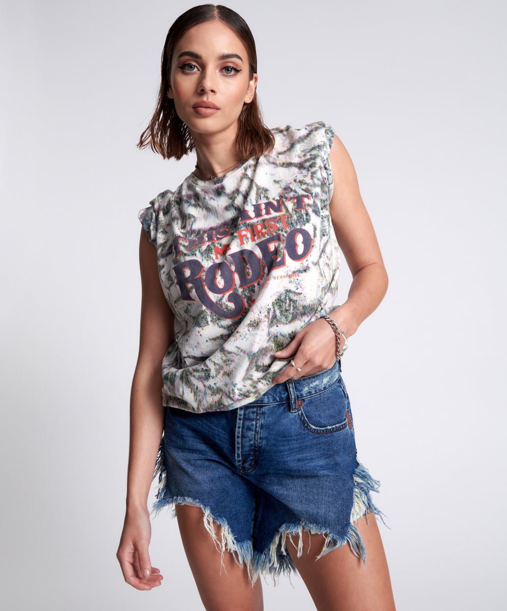 Outlet Sale Denim Shorts Frankies Low Waist Long Length Denim Shorts - Rodeo Blue