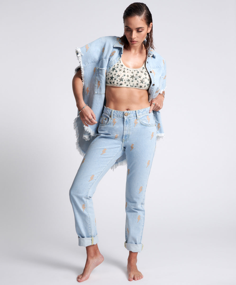 Awesome Baggies Jeans Awesome Baggies High Waist Straight Leg Denim Jeans - Best Blue