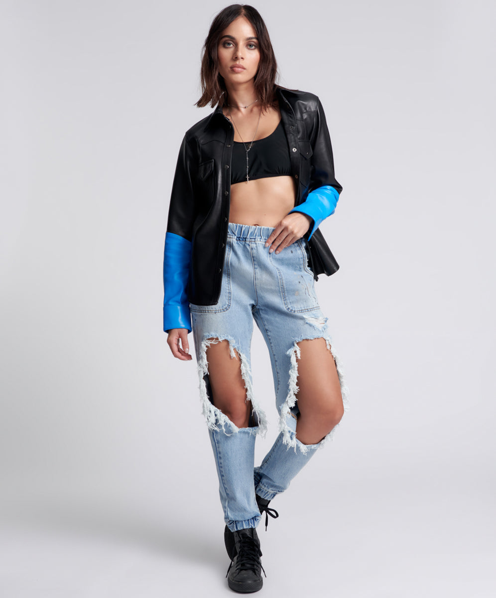 Stand By Trackers Mid Waist Jogger Denim Jeans - Fleetwood Artiste