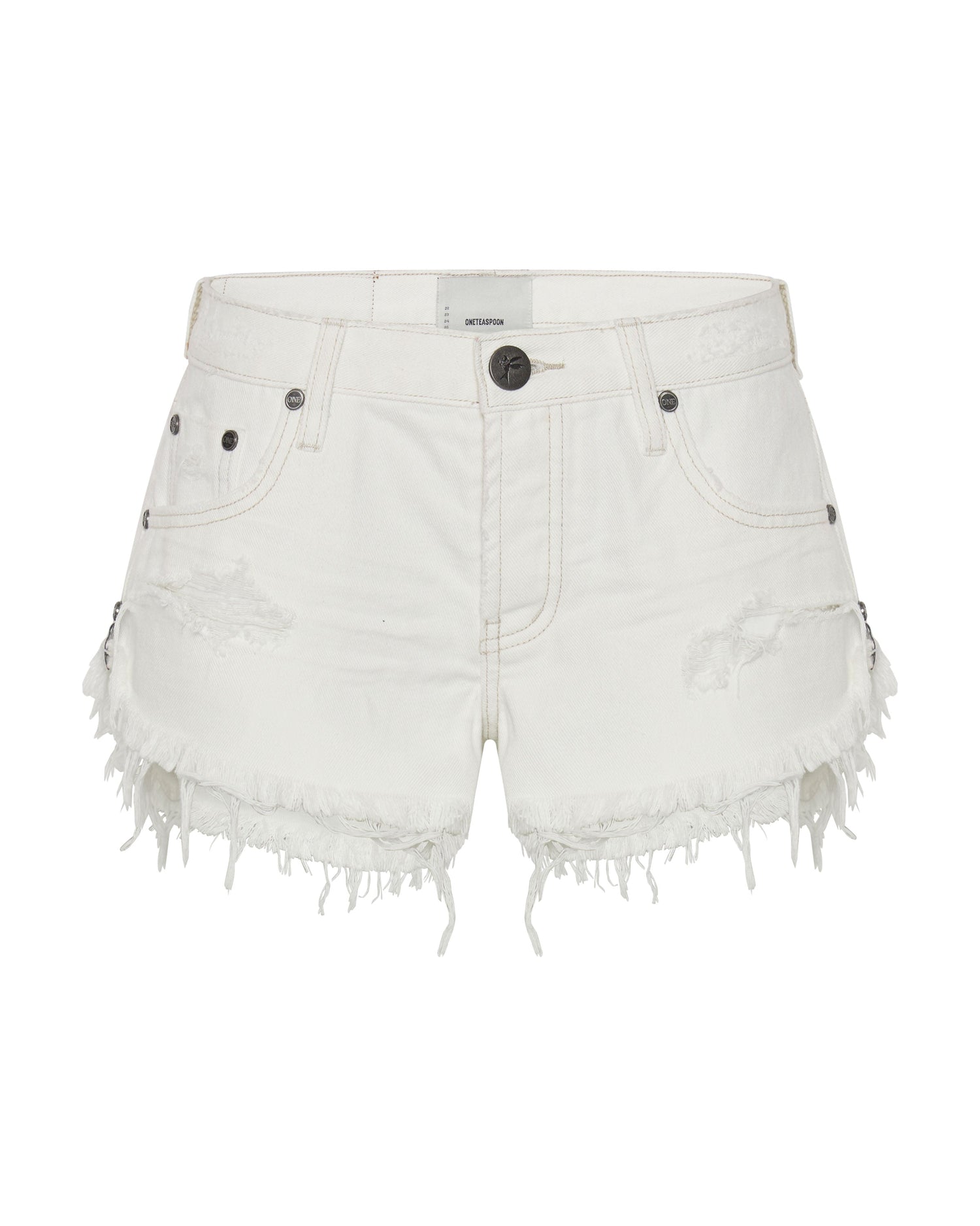 White Denim Dukes Low Waist Mini Denim Shorts - White Beauty