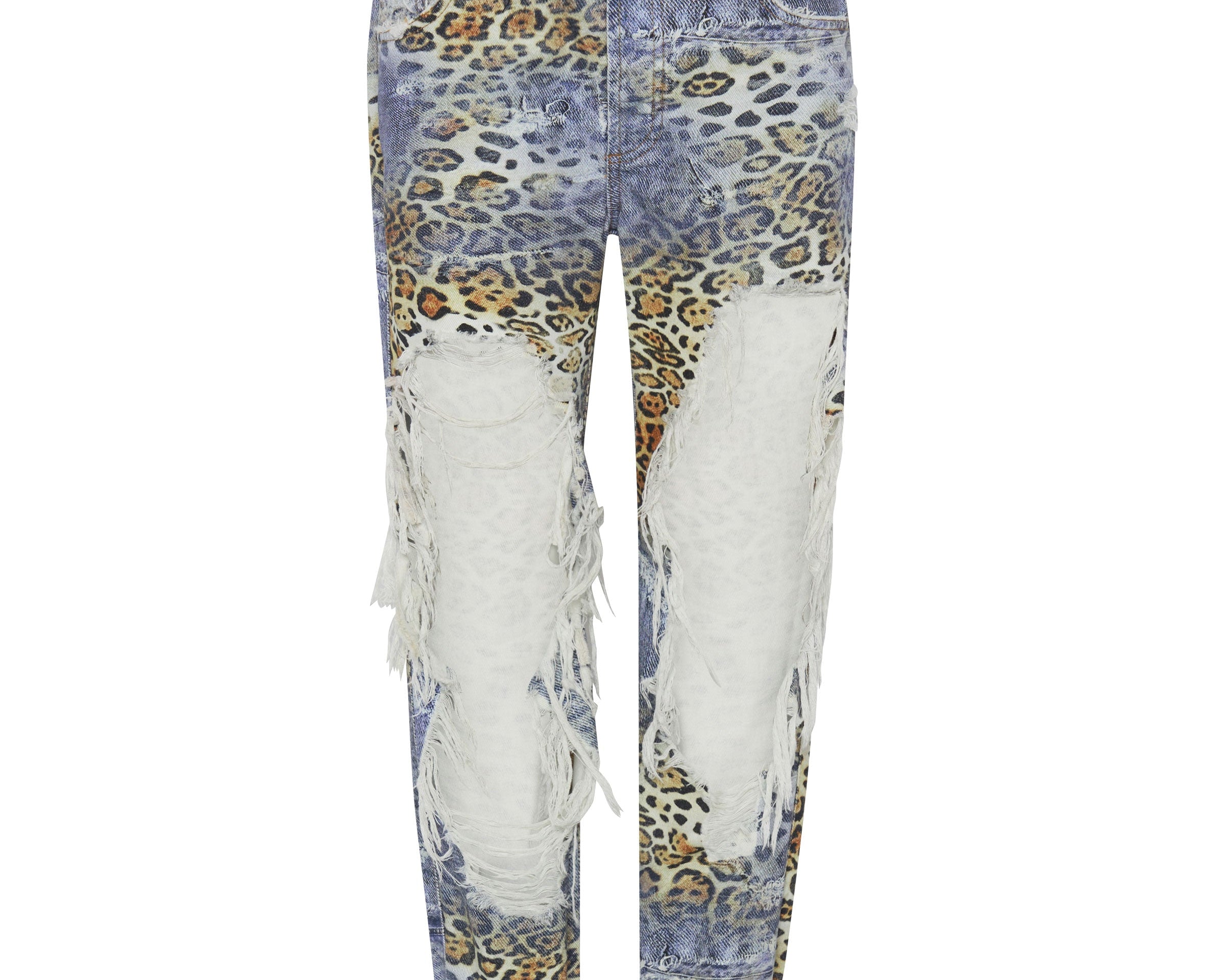 Truckers Mid Waist Straight Leg Denim Jeans - Leoparty