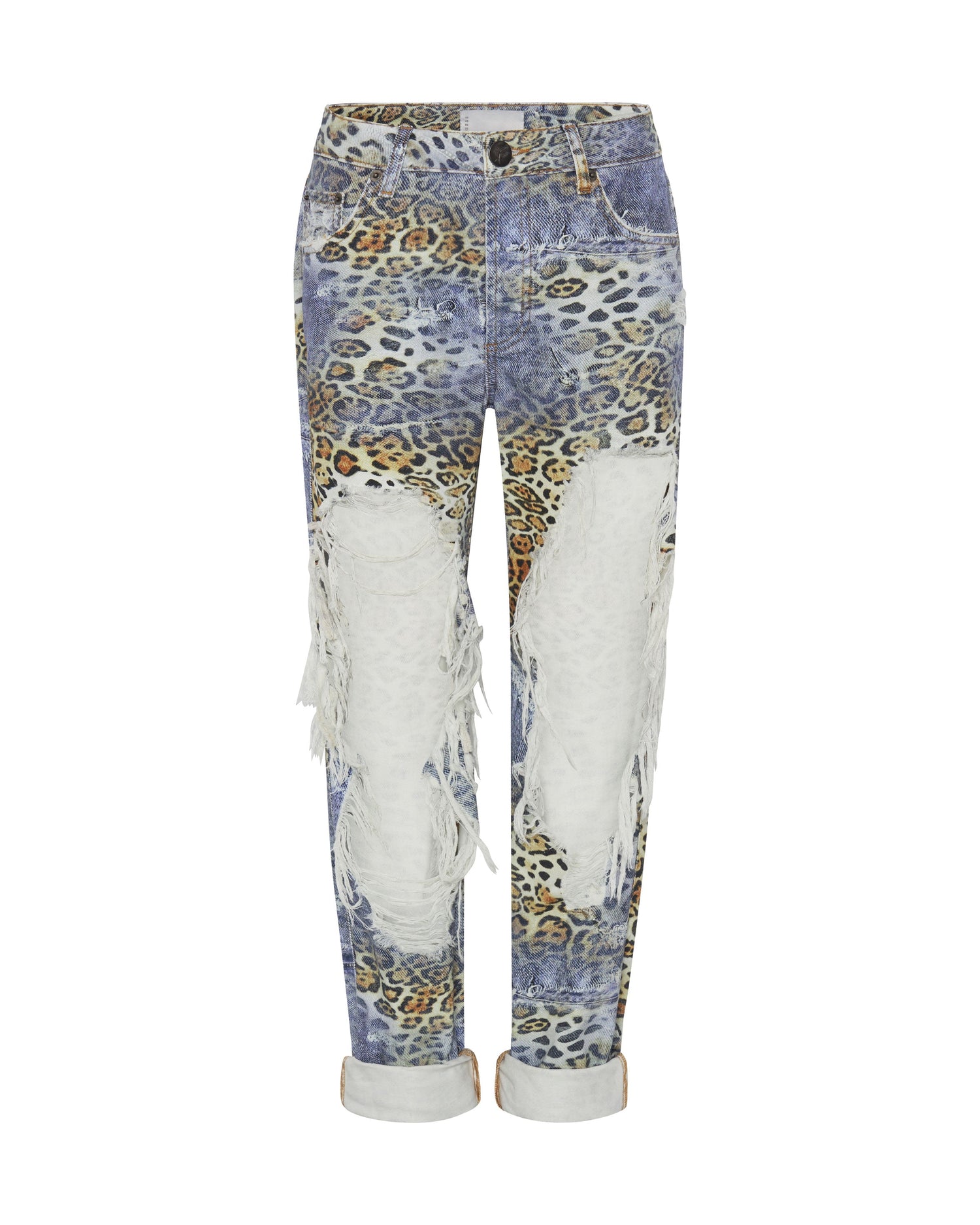 Truckers Denim Jeans Truckers Mid Waist Straight Leg Denim Jeans - Leoparty