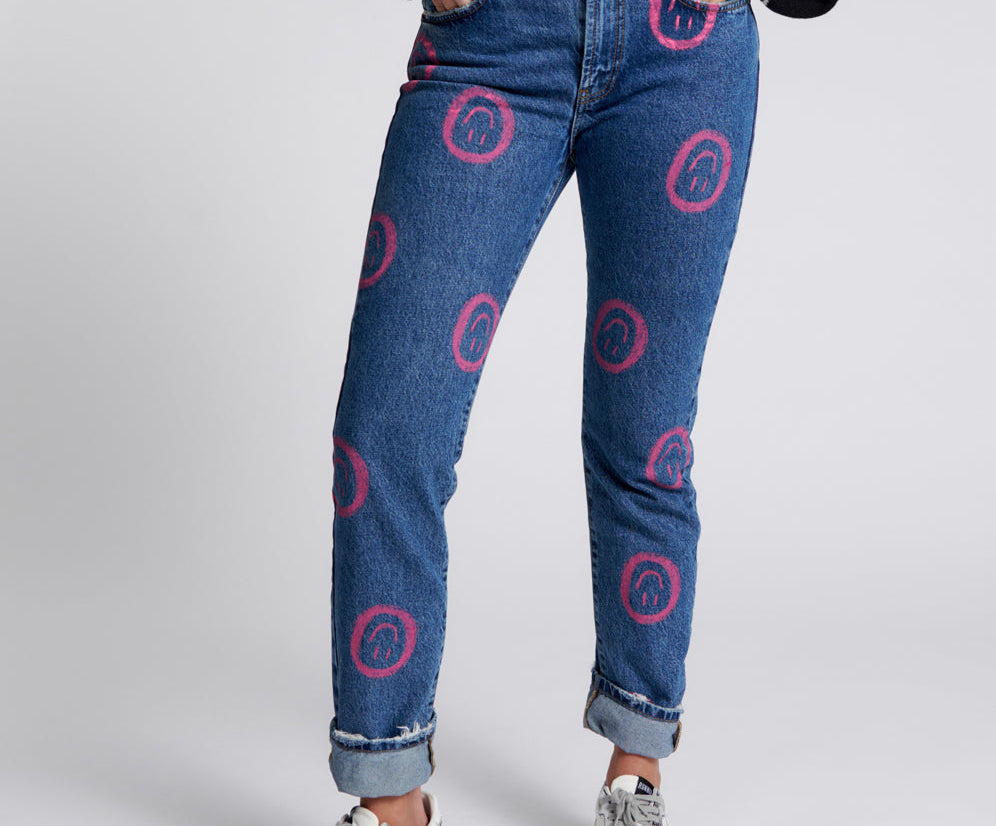 Awesome Baggies High Waist Straight Leg Denim Jeans - Rosewood
