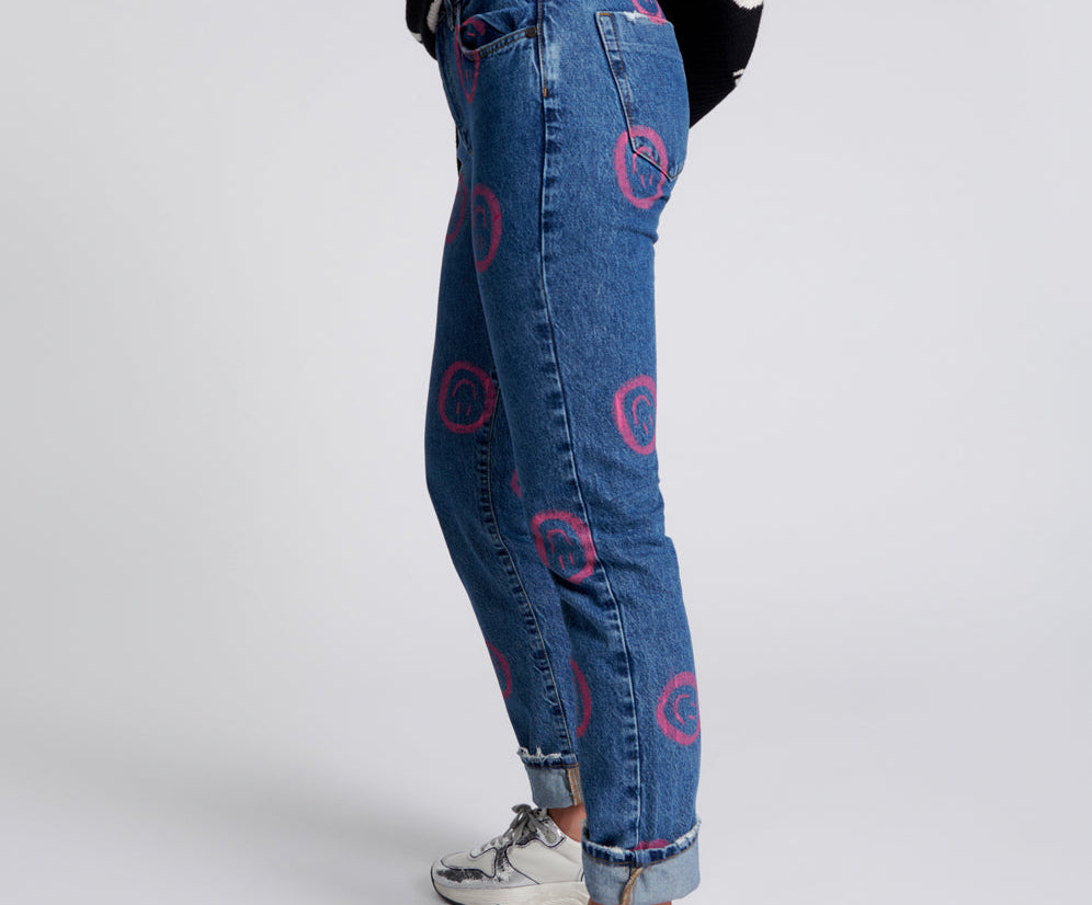 Awesome Baggies High Waist Straight Leg Denim Jeans - Rosewood