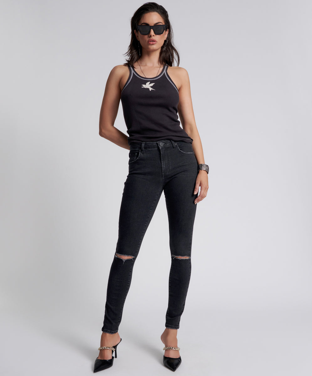 Stand By Freebirds Ii High Waist Stretch Skinny Denim Jeans - Black