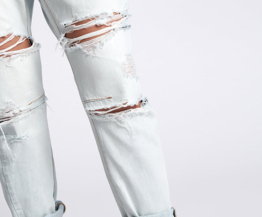 Saints Low Waist Boyfriend Denim Jeans - Brando Blue