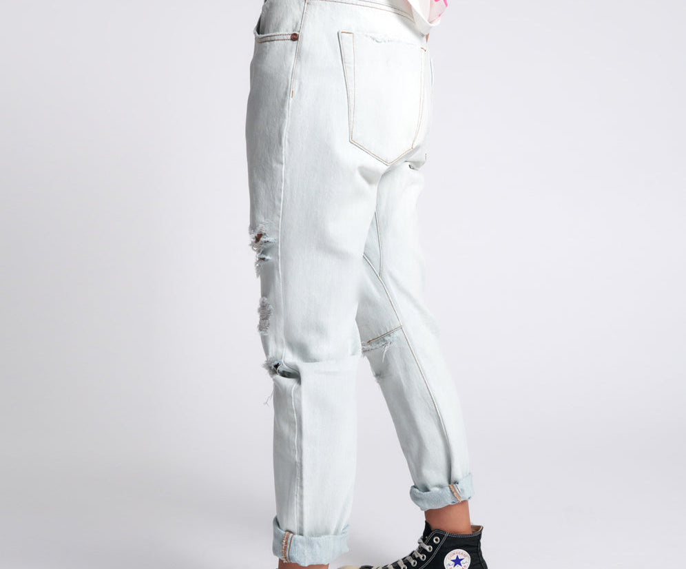 Saints Low Waist Boyfriend Denim Jeans - Brando Blue