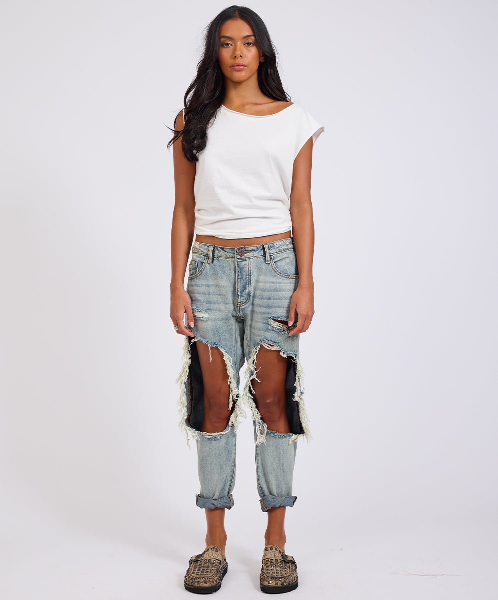 Women's Boyfriend Jeans Saints Low Waist Boyfriend Denim Jeans - Montana