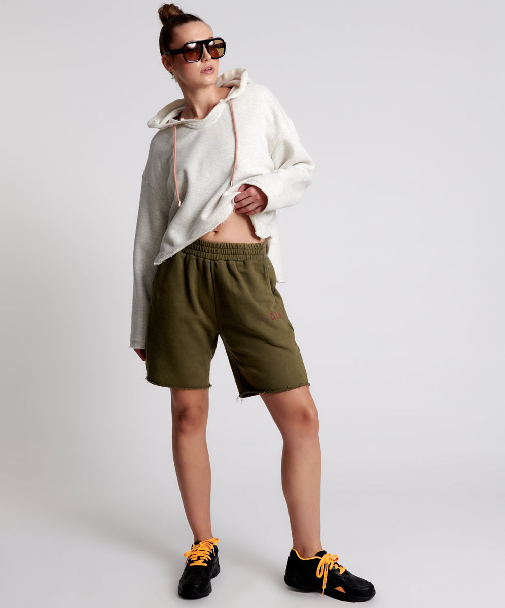 Last Stock O.T.S. High Waist Kick Shorts - Khaki