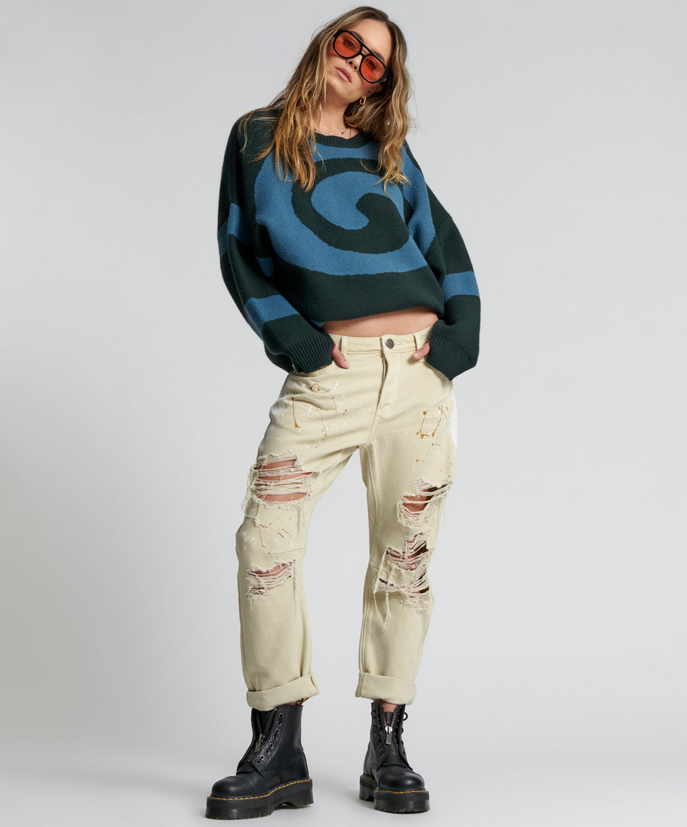 Outlet Sale Women's Jeans Saints Low Waist Boyfriend Denim Jeans - Vegas Gold