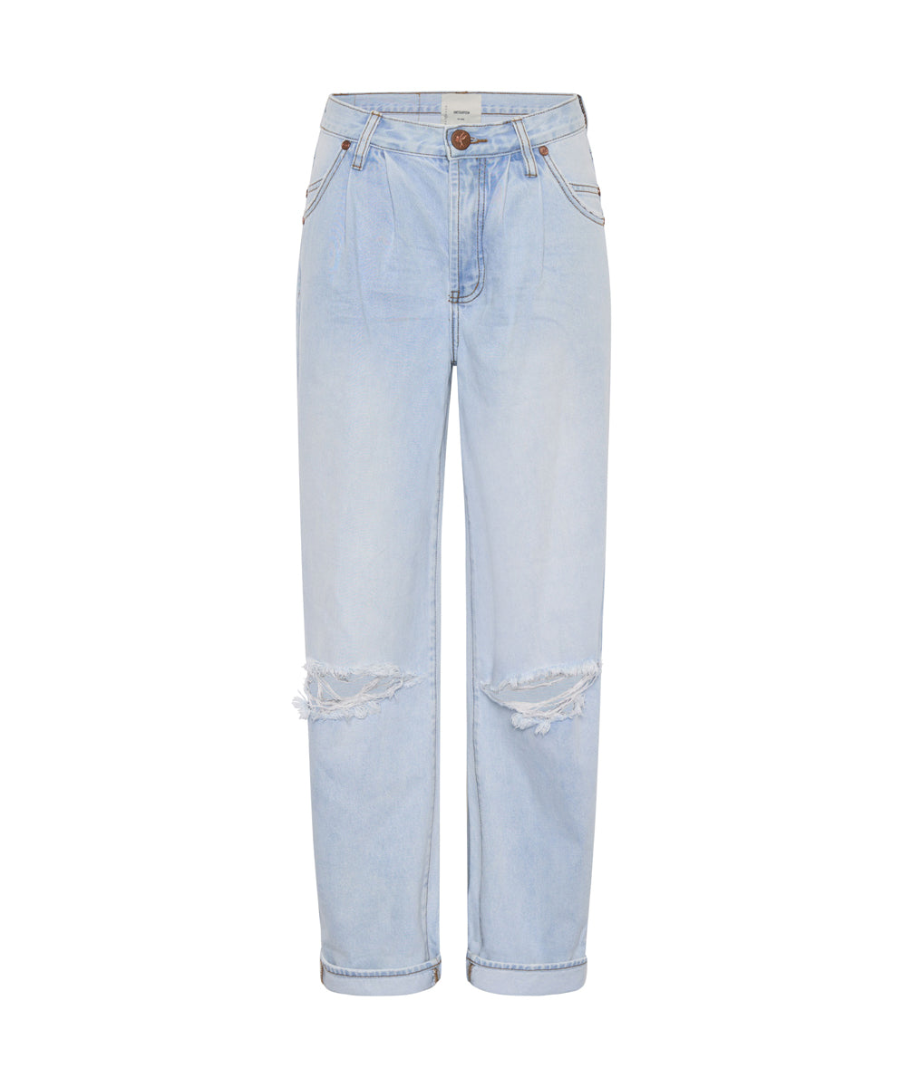 Dirty Blue Denim Smiths Low Waist Wide Leg Denim Jeans - Casanova