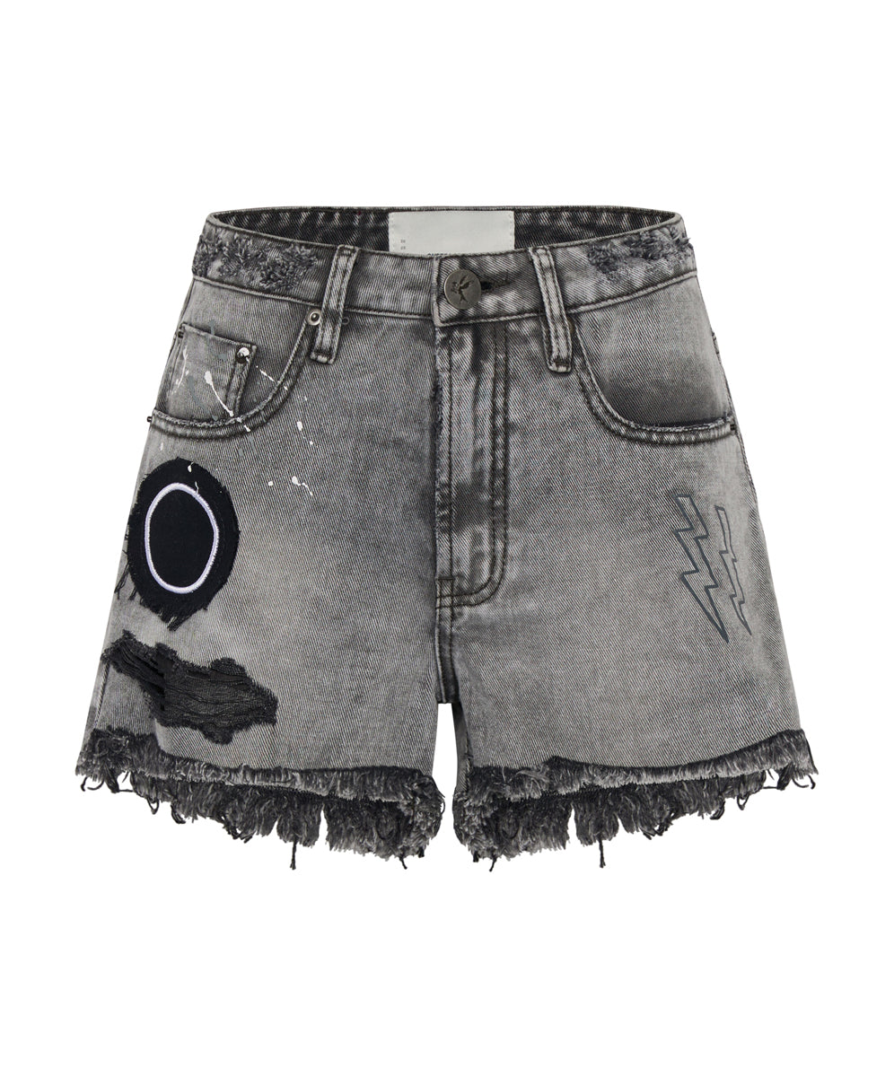 Outlet Sale Denim Shorts Bonitas High Waist Denim Shorts - Soft Grey