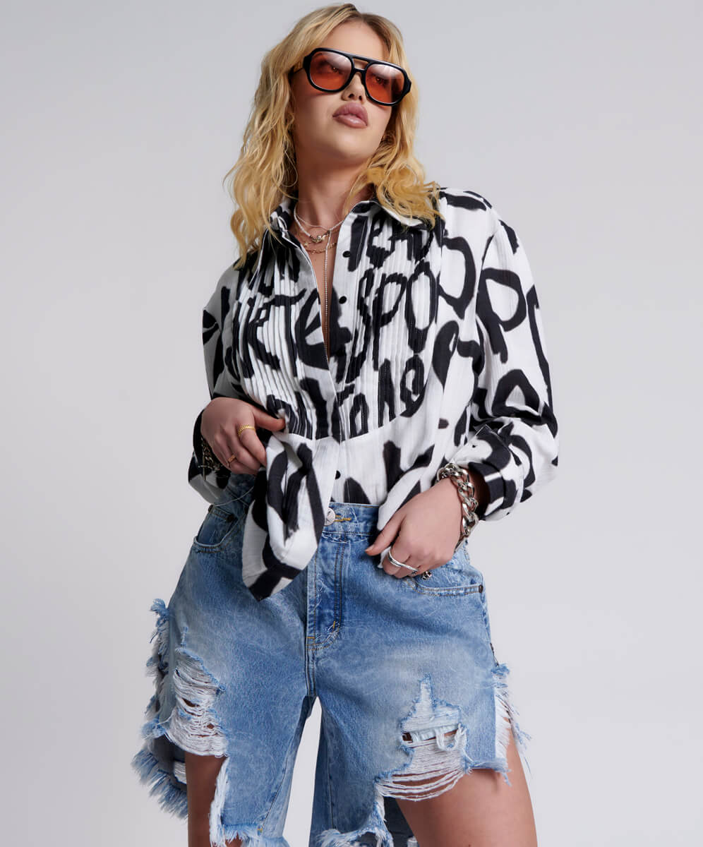 Outlet Sale Denim Shorts Frankies Low Waist Long Length Denim Shorts - Misty Blue