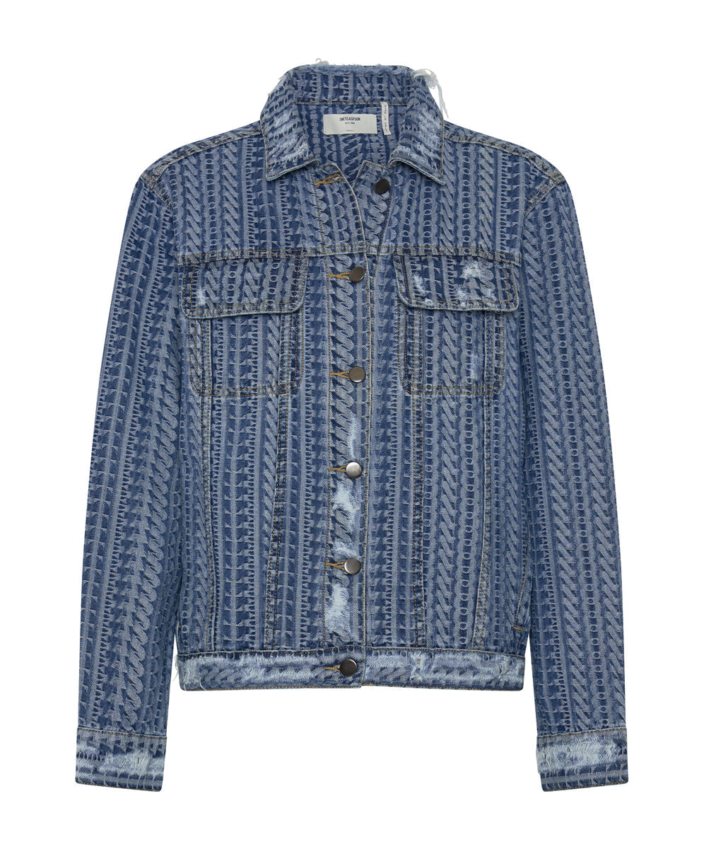 On Repeat On Repeat Denim Trucker Jacket - Dark Blue