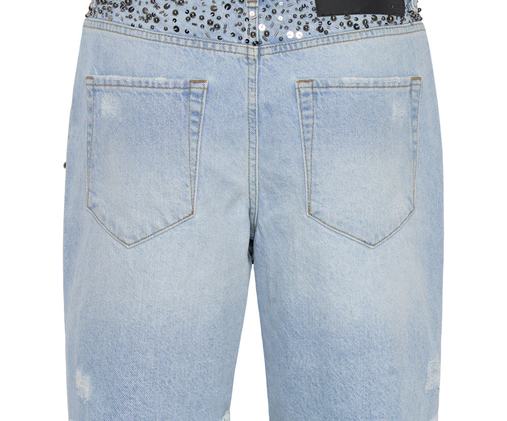 Jacksons Mid Waist Wide Leg Denim Shorts - Vintage Blue