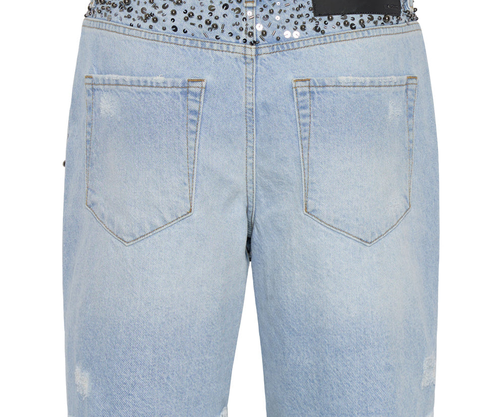 HAND BEADED JACKSON MID WAIST WIDE LEG SHORTS