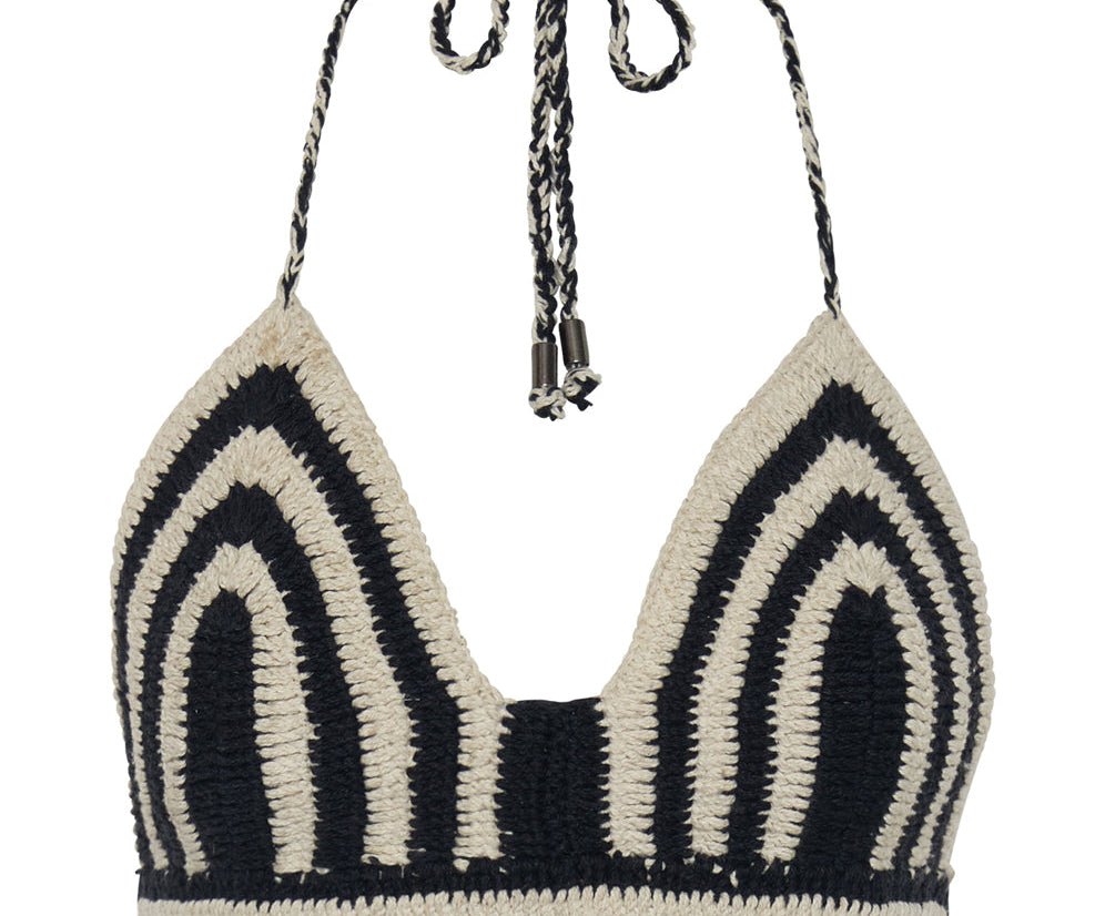 Hypnotized Hand Crochet Bralette - Black White