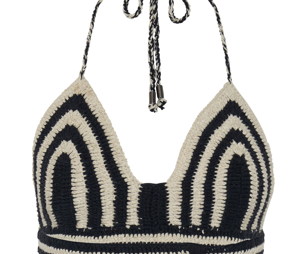 Hypnotized Hand Crochet Bralette - Black White