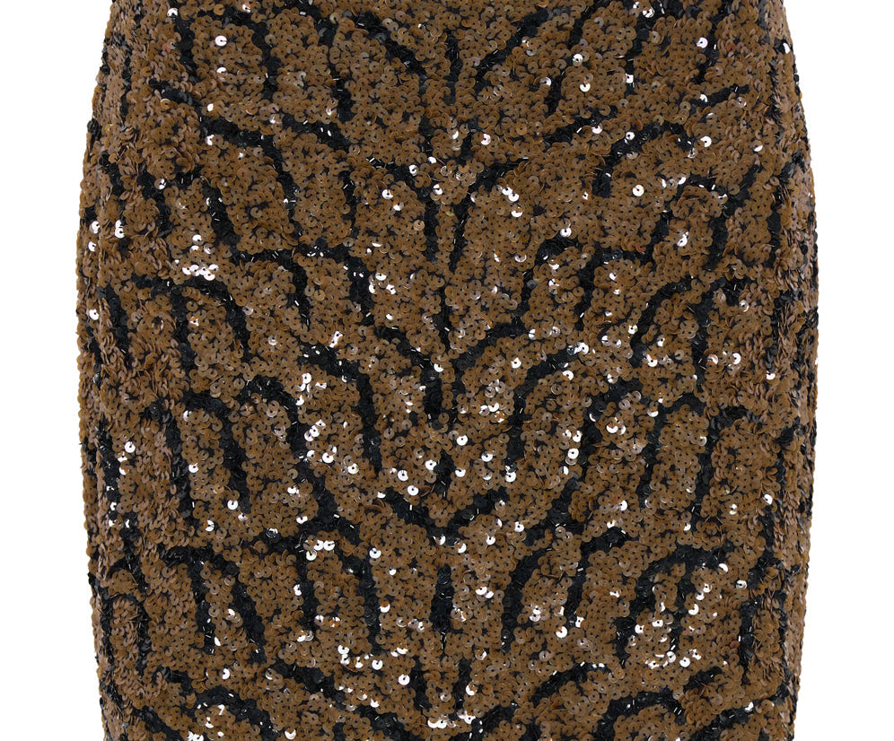 Delusion Hand Beaded Mini Skirt - Black Brown