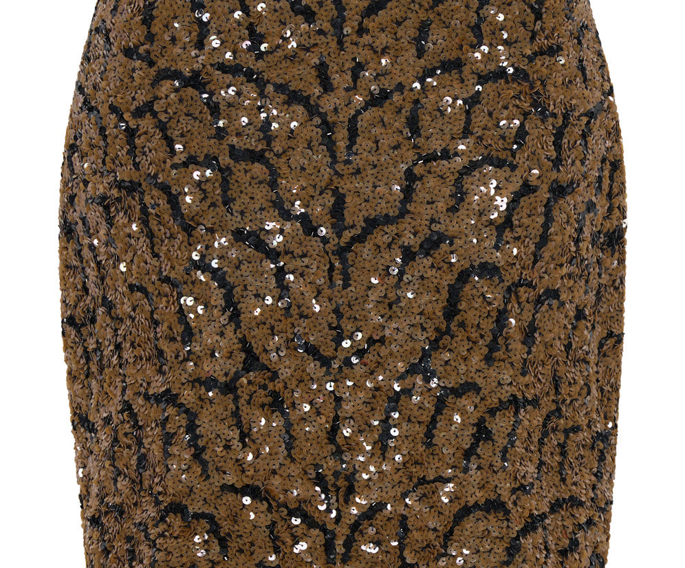 Delusion Hand Beaded Mini Skirt - Black Brown
