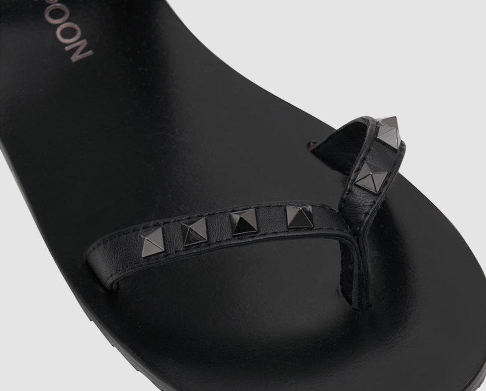 Studded Liza Wrap Around Sandals - Black