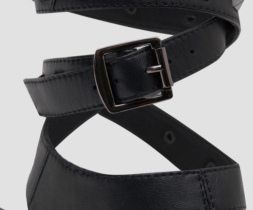 Studded Liza Wrap Around Sandals - Black