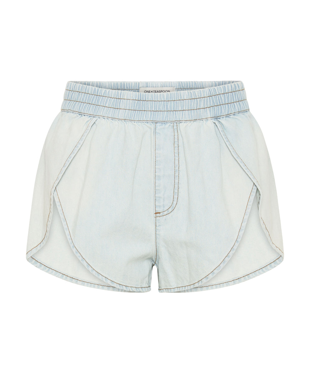 Outlet Sale Womens Denim Shorts Runner Elasticated Denim Shorts - Le Surf