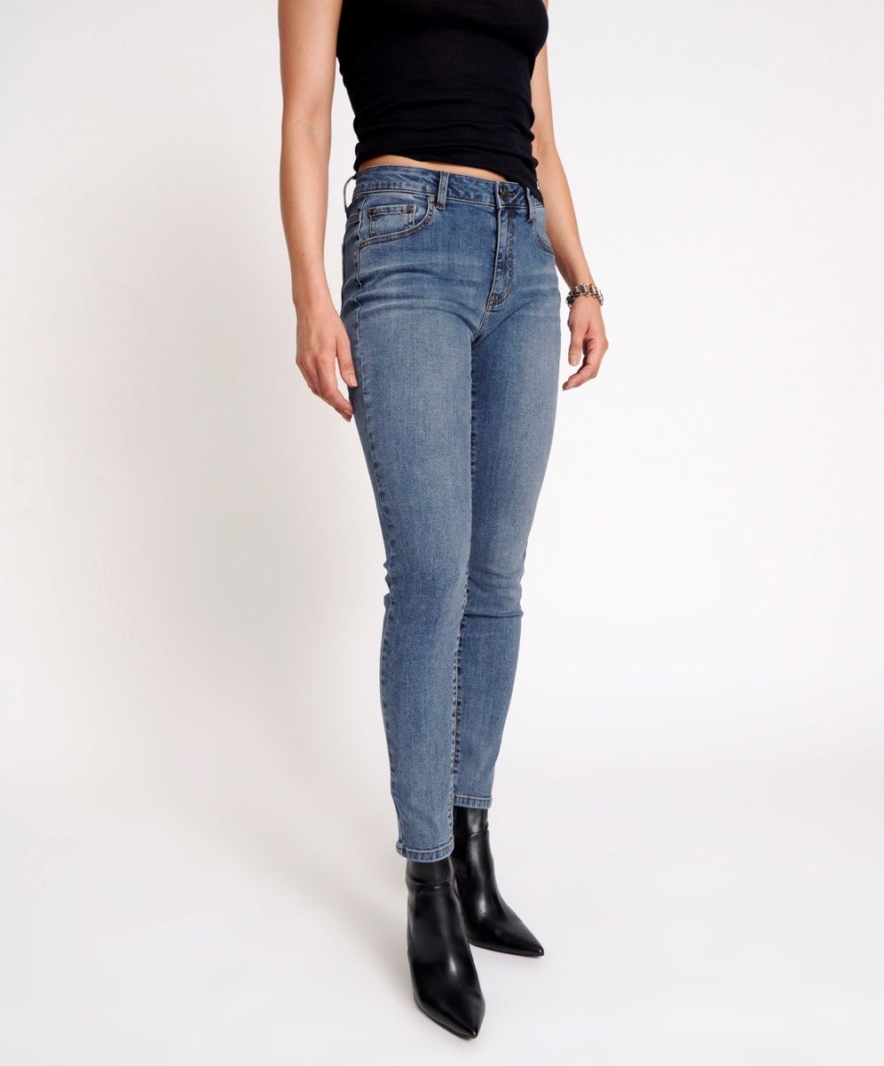 Outlet Sale Women's Jeans Freebirds High Waist Rigid Skinny Denim Jeans - Classic Blue