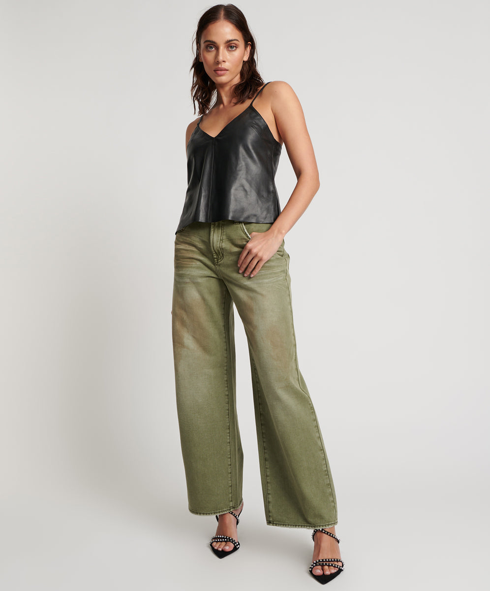 Khaki Edit Jackson Mid Waist Wide Leg Denim Jeans - St Khaki