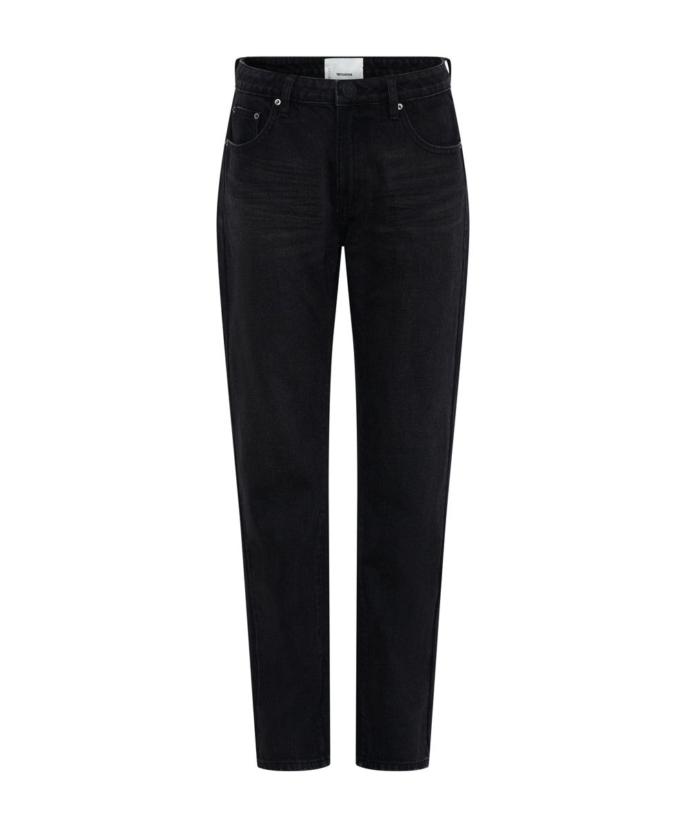 Truckers Denim Jeans Truckers Mid Waist Straight Leg Denim Jeans - Black Oak