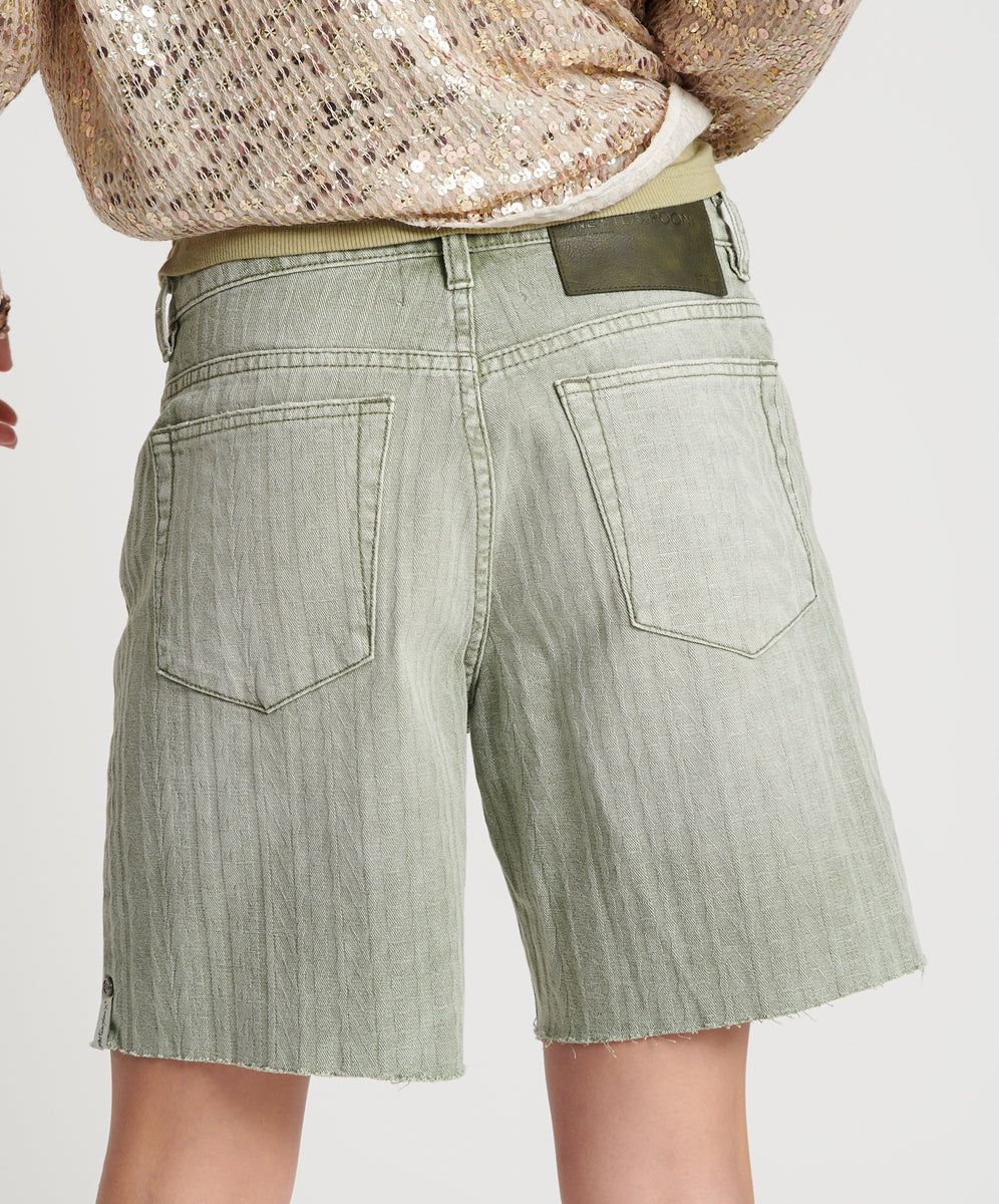 Outlet Sale Womens Denim Shorts Jacksons Mid Waist Wide Leg Denim Shorts - Khaki