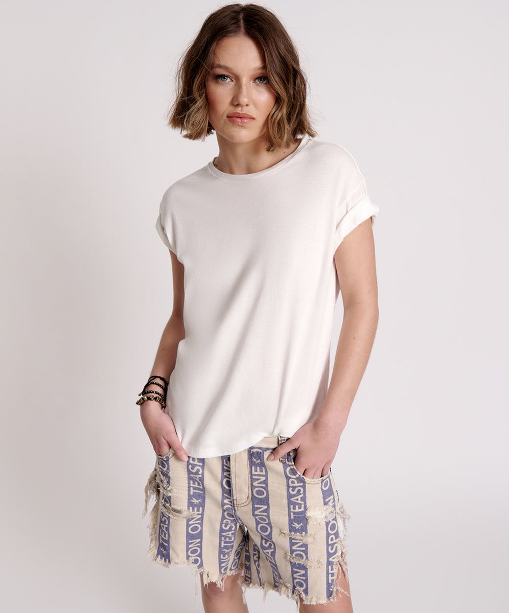 Lucky 8 Fine Rib Boyfriend Tee One Teaspoon USA