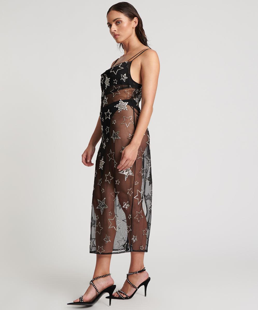 Outlet Sale Womens Dresses Stellar All Star Hand Beaded Slip Maxi Dress - Black