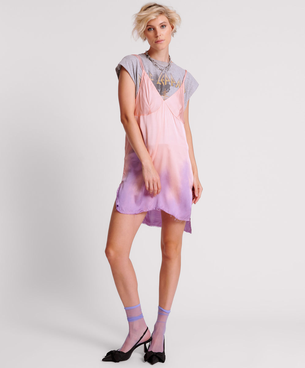 Products Acid Candy Dip Dye Mini Slip Dress - White
