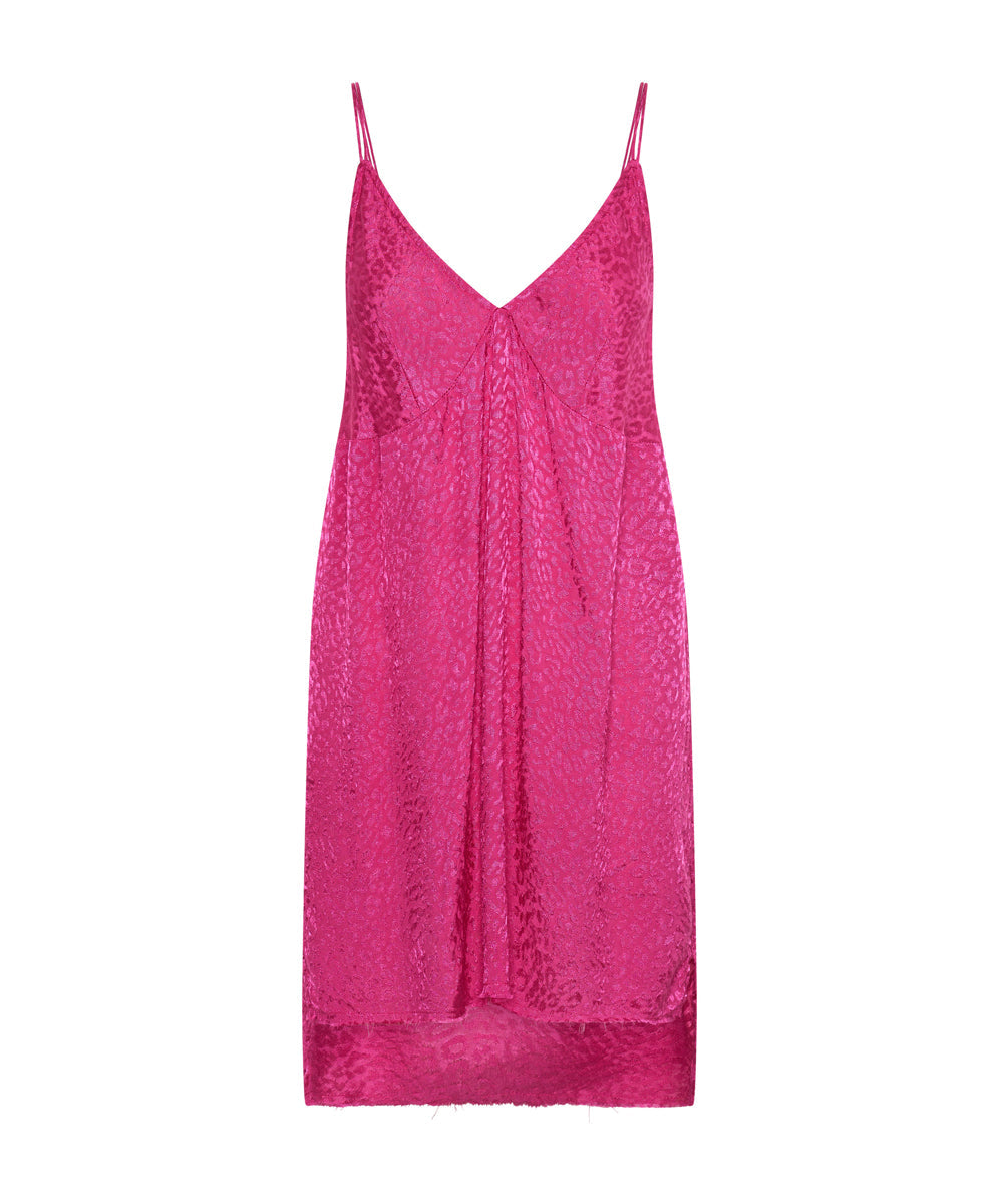 Mini Dresses Jacquard Slip Mini Dress - Shocking Pink